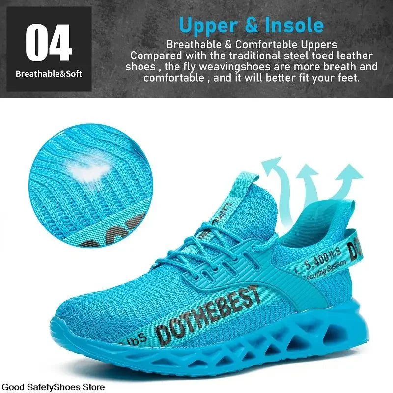 Safety Shoes Men For Work Sneakers Women Men Steel Toe Work Shoes Security Protective Shoes Lightweight Anti-Smash Anti-Puncture