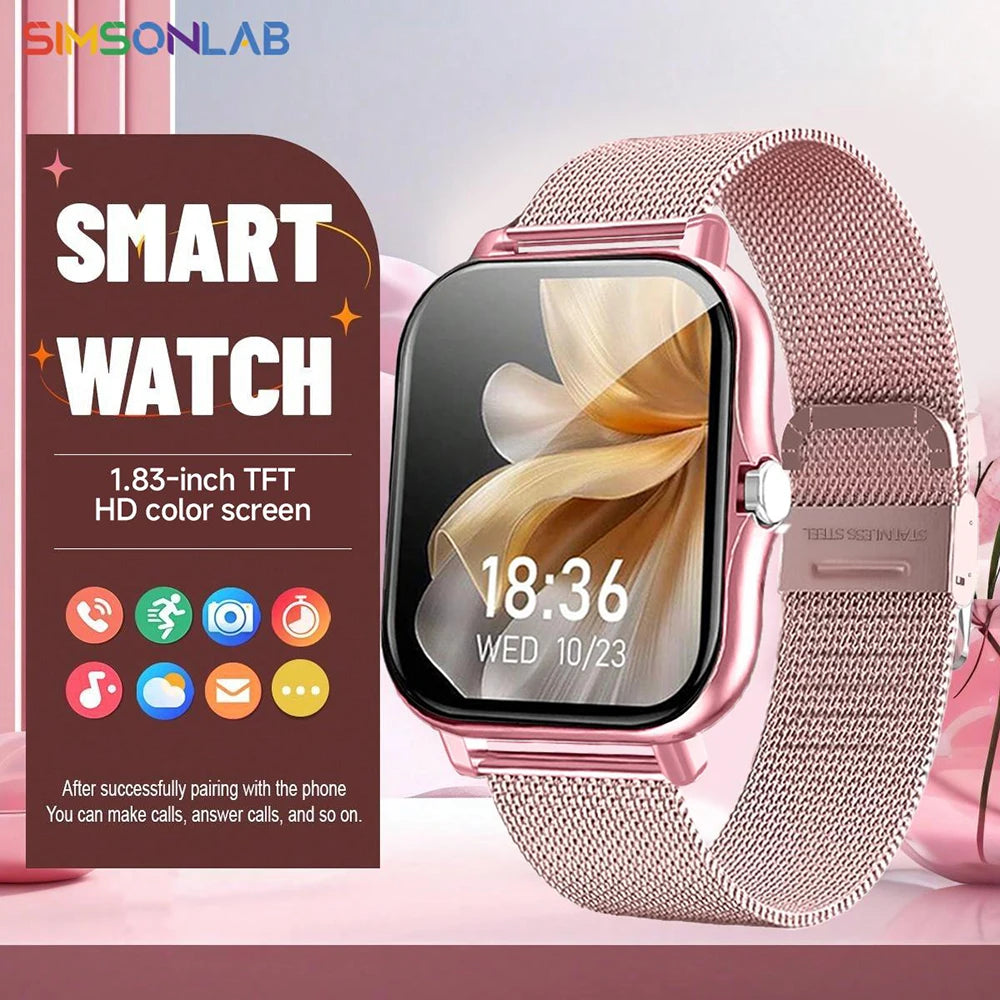 New Smartwatch 1.83'' HD Screen BT Call Health&Sleep Monitoring Kids Smart Watch Waterproof Fashoin Sport Bracelet For Women Men
