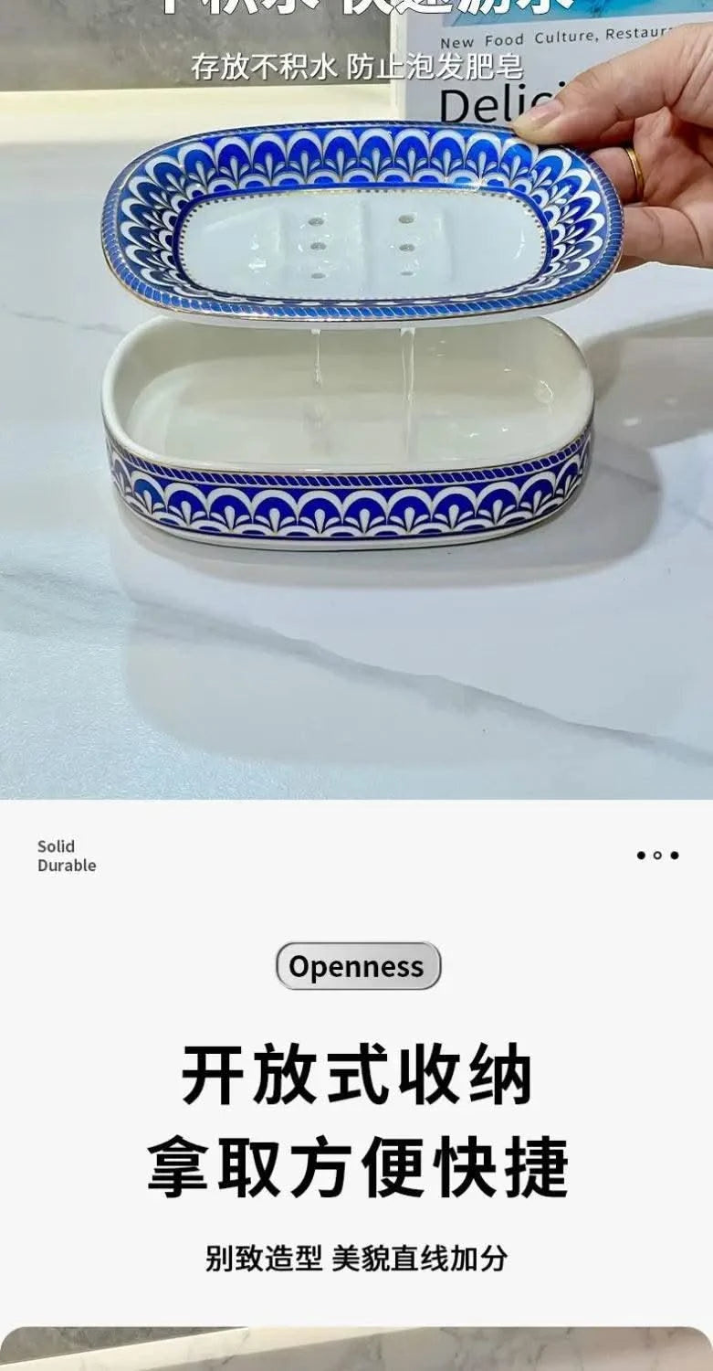 Light luxury high-end soap box Ceramic light luxury toilet bathroom drain soap box household no water