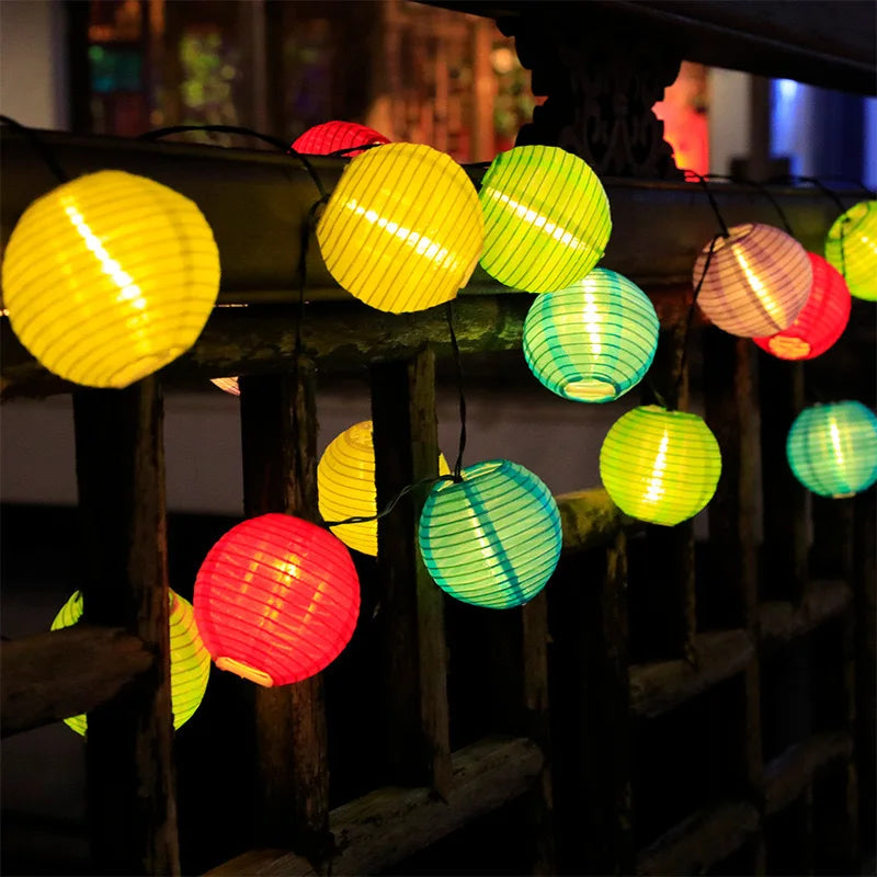 White/Colorful Lantern String Light Led Hanging Lantern Light for Indoor Bedroom Party Outdoor Patio Backyard Solar Garden Lamp