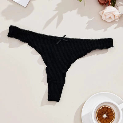 3Pcs Women's Thong Low-rise Panties Solid Color Cotton Lingerie Sexy Thongs Fashion Casual Underwear Comfort Fit Women's Tangas