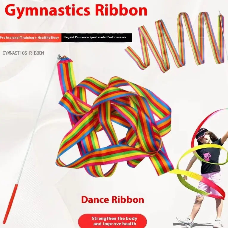 Children's Colorful Artistic Gymnastics with Stick Ribbon Children's Early Education Dancing Ribbon Toy Ideal Gift for Children