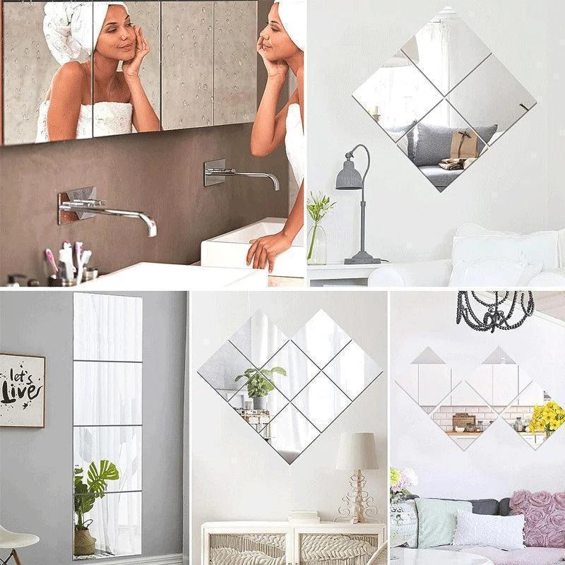 Mirror wall sticker 15cm self adhesive decal diy mirror stickers 3d for home living room bedroom decor