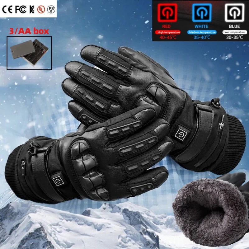 Heated Motorcycle Gloves Cycling Winter Glove Man Bicycle Supplies Thick Protective Gloves Electric Gloves With Heating Function