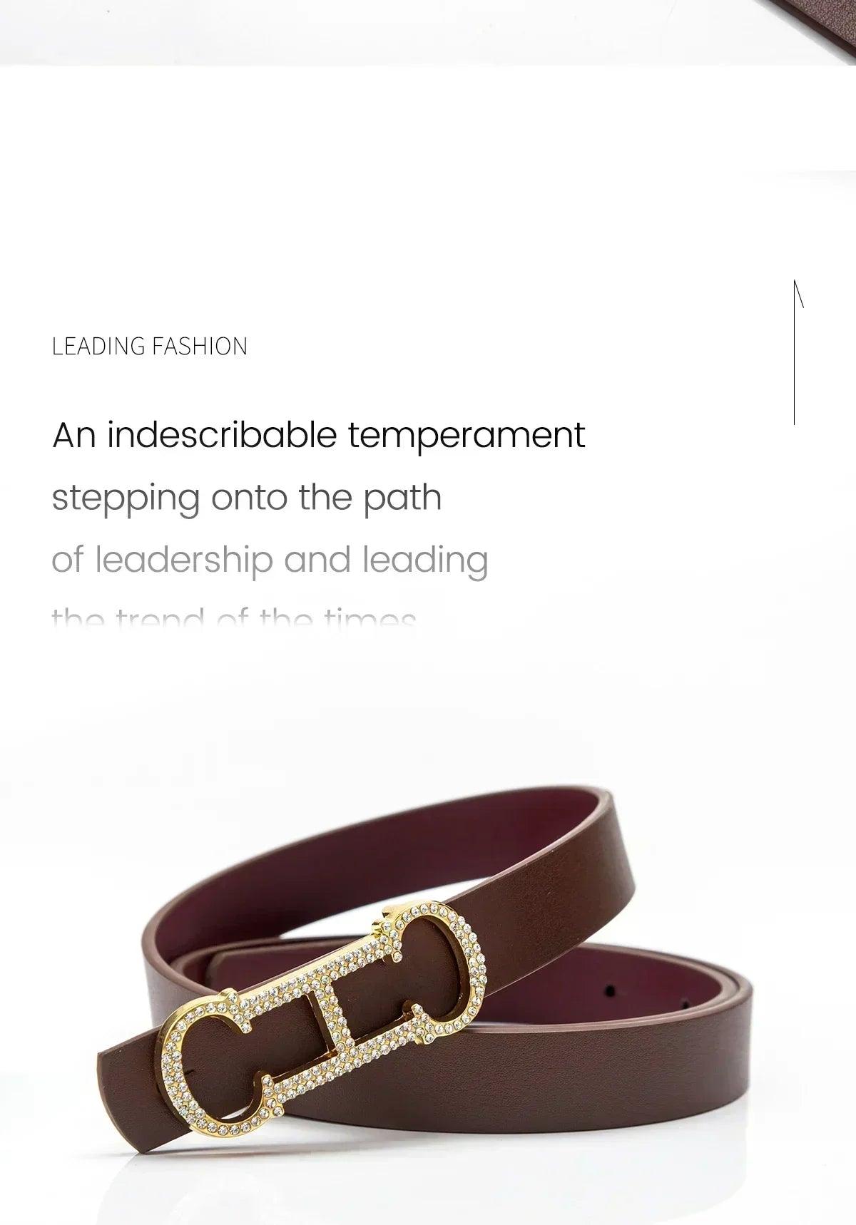 Women designer alloy buckle genuine leather |waist strap | female | jeans |trouser