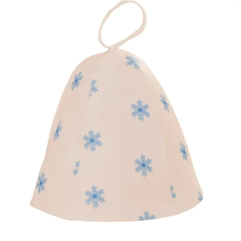 New Cute Russian Sauna Caps With Spot Printing Fashion Felt Sauna Hats with Hanging Loop