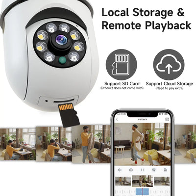 Wireless Bulb Camera Wifi E27 Bulb Camera 360 degree WiFi Security Camera Full-color High-definition Night Vision