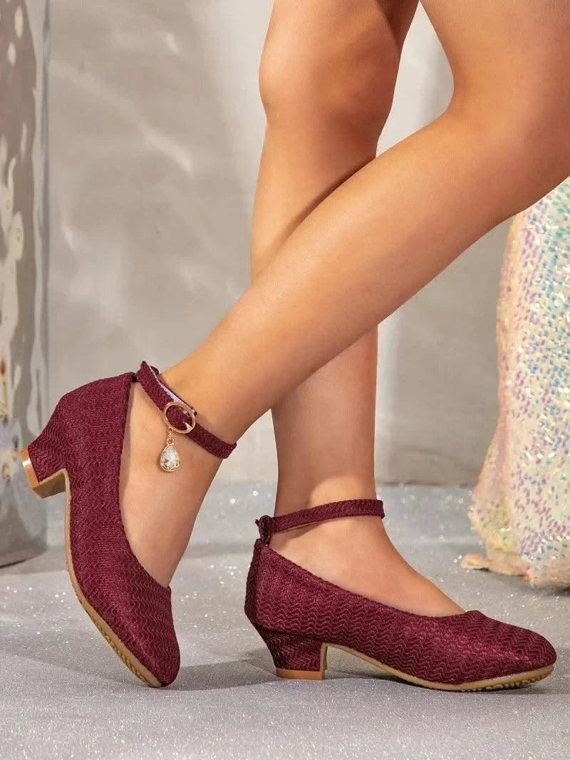 Non-slip Children's Leather Shoes with Heels | Catwalk | Versatile Girls Fashion |  Kids | Princess, Wedding, Party Shoes