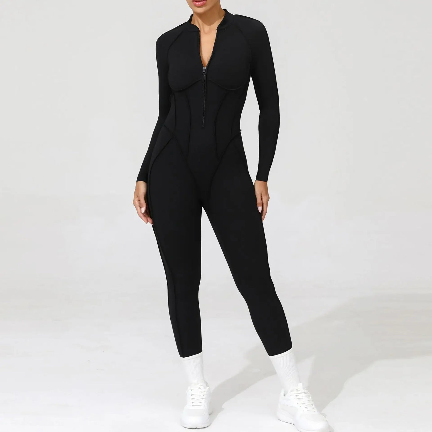 Seamless Yoga Jumpsuits Sports Fitness Peach Hip Half-open Zipper Tight Backless One-piece Workout Gym Tracksuits for Women