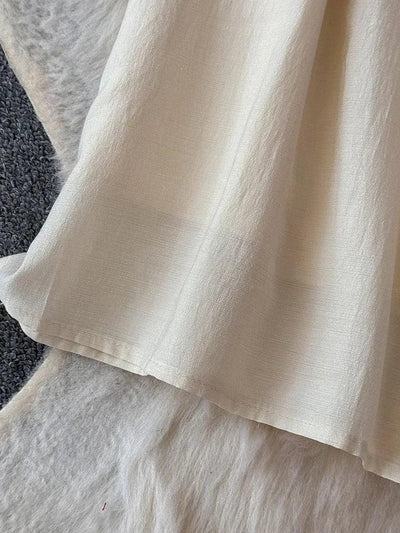 European American Style Women's New Cotton Linen 2024 Fashionable Lace Up Waist Slimming Patchwork Embroidered Short Dress A132