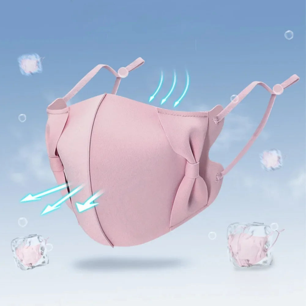 Anti-uv UPF50+ Ice Silk Sunscreen Mask 3D Bow Anti-sun Mask Traceless Summer Outdoor Sports Face Mask Breathable Golf Mask