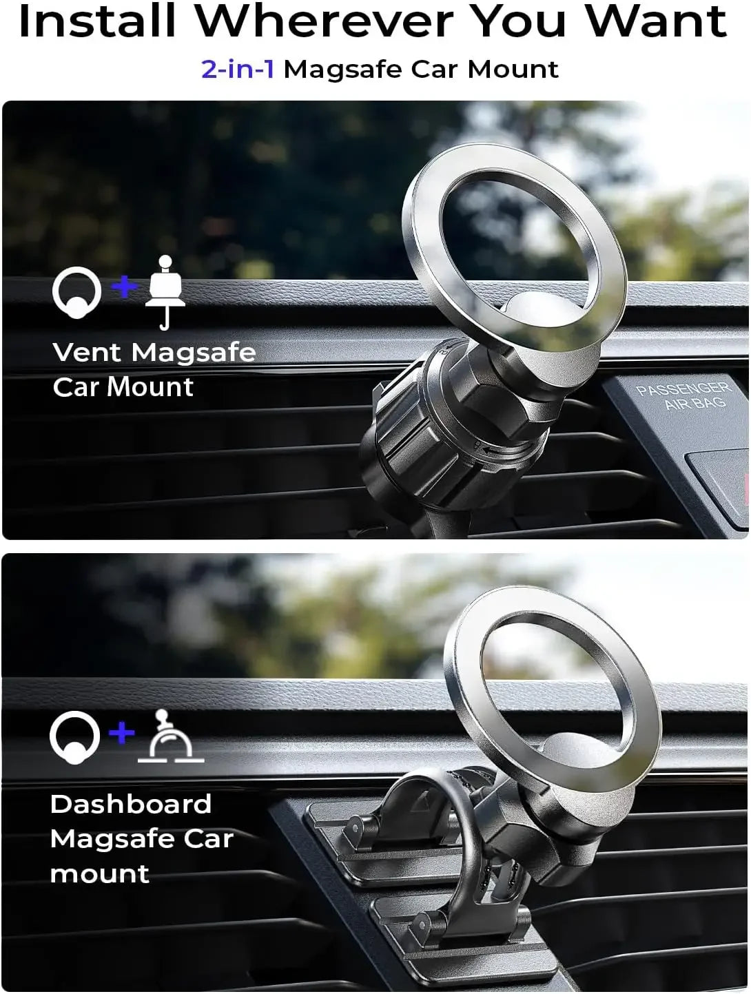 LISEN for MagSafe Car Mount for IPhone 16 15 360°Rotation Magnetic Phone Holder for Car Hands Free Cell Phone Magnetic Car Mount