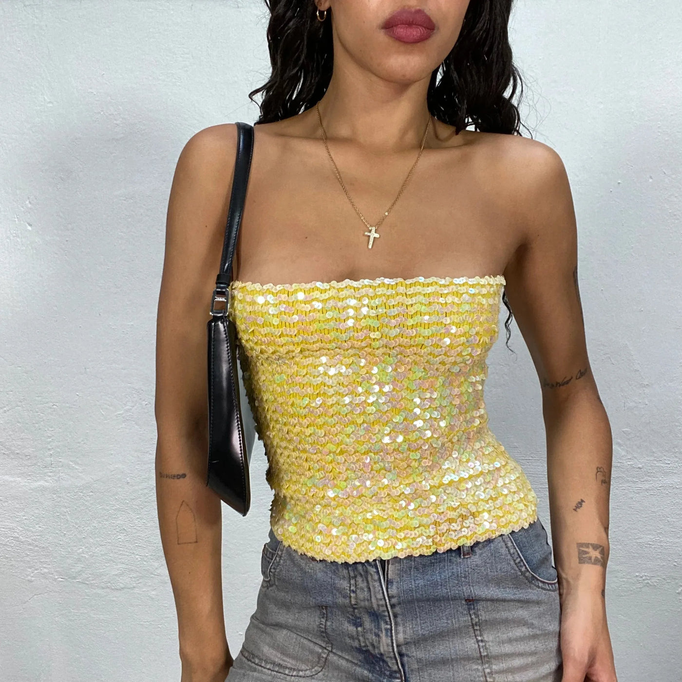 Sequin Embellished Crochet Crop Tops For Women