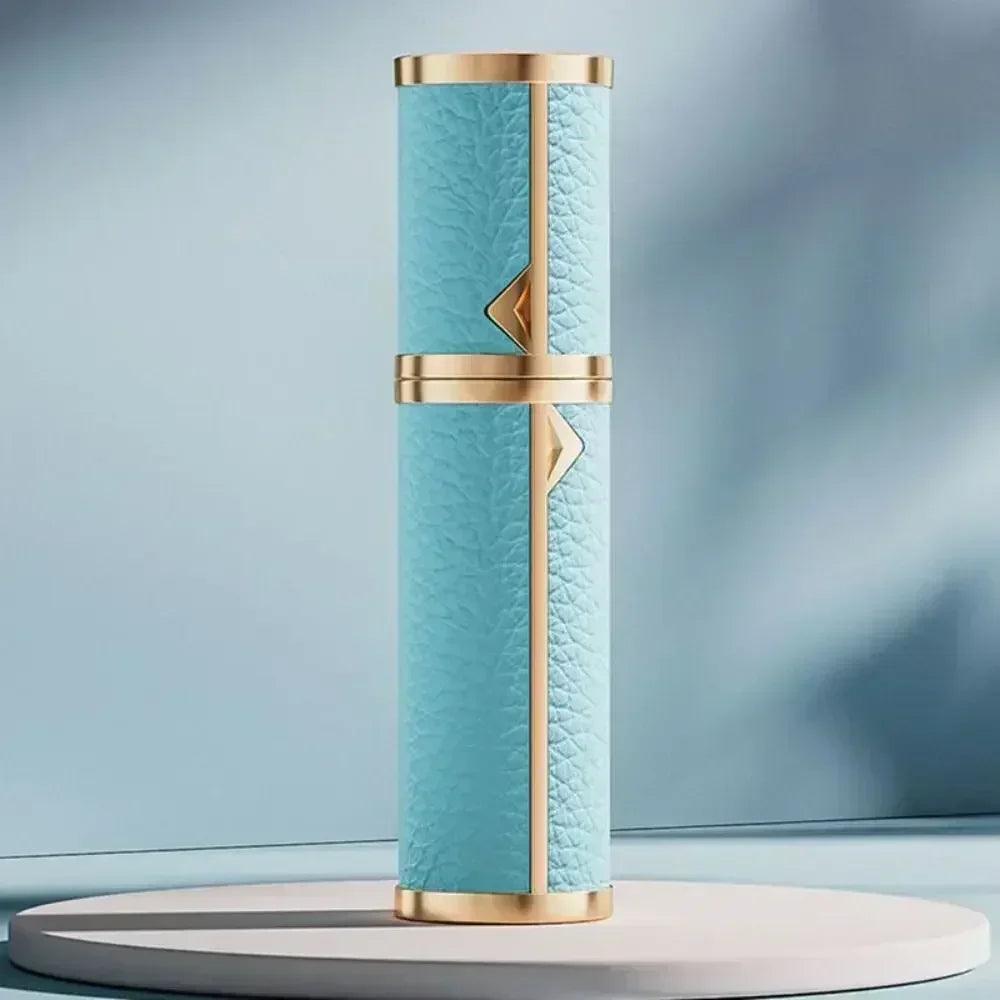 Luxury bottom-filled perfume bottle aluminum self-pumping 5ml real leather spray cologne moisturizer fragrance
