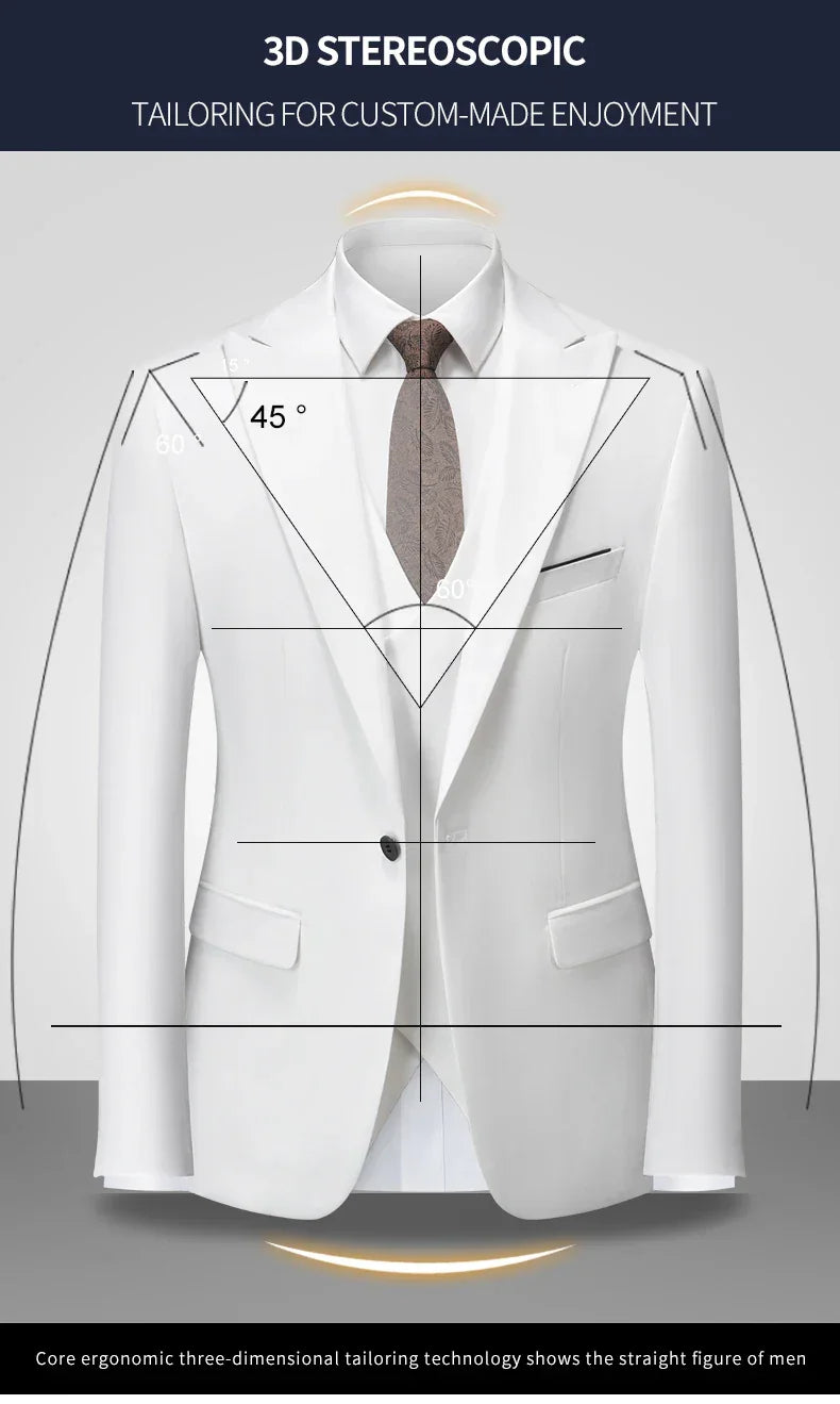 Italian Business Gentleman Slim Suit, Groom Wedding Blazers, Men's Blazers, Italian Costume, Sizes M to 5XL