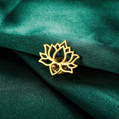 Dawapara Mandala Lotus Flower Brooch Lapel Pin Buddhism Spiritual Jewelry Fashion Stainless Steel Accessories