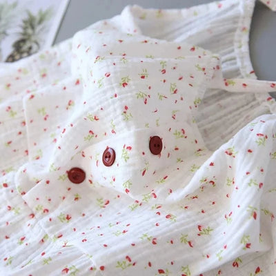 Summer Cotton Dresses Women 100% Crepe Nightgowns Sleepwear