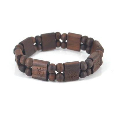 Wood AUM OM Ohm Hindu Buddhist Hinduism Yoga India Charm Bracelets Party Gift Fashion Jewelry
