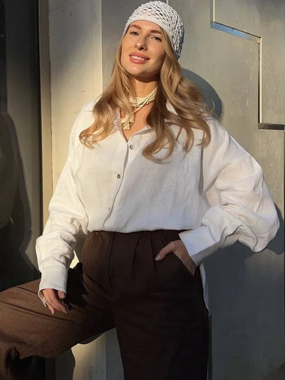 Fashion Loose Blouses Urban Women's Linen Top