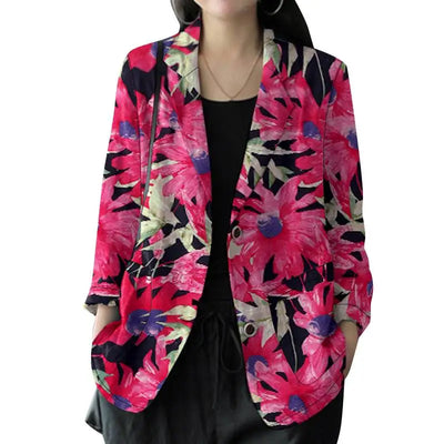 Women's Autumn Coats ZANZEA Stylish Lapel Neck Long Sleeve Blazer Thin Tops Vintage Woman Floral Printed Suits Casual Outwears