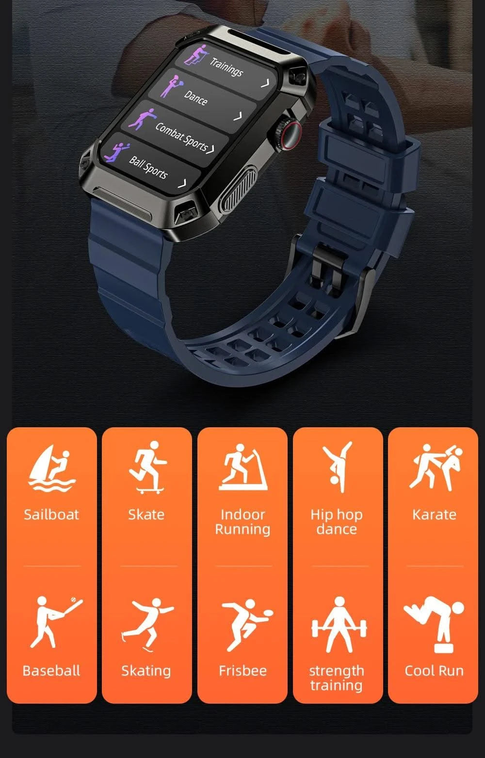 LOKMAT OCEAN 2 Pro Smart Watch Waterproof Bluetooth Calls Smartwatches 1.85 inch Touch Screen Heart Rate Monitor Fitness Tracker