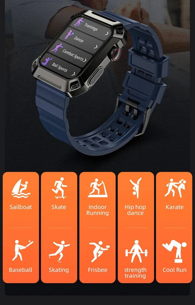 LOKMAT OCEAN 2 Pro Smart Watch Waterproof Bluetooth Calls Smartwatches 1.85 inch Touch Screen Heart Rate Monitor Fitness Tracker