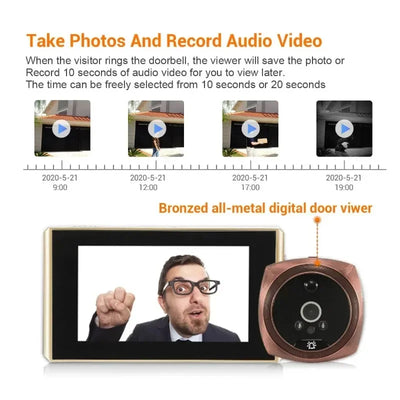 Door Video Peephole Camera Motion Detection 4.3" Monitor Digital Ring Doorbell Video-eye Security Voice Record