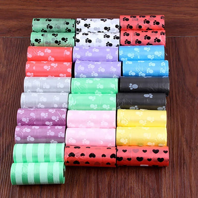 Disposable Pet Poop Bags Dog Poop Bag Bone Dispenser with Leash Clip Puppy Dog Products Supplies 5Roll(75Pcs) Bags