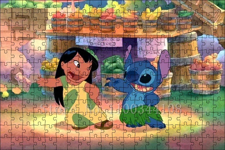 Disney Lilo & Stitch Puzzle Cartoon Movies Children Games Educational Toys 300/500/1000 Pcs Jigsaw Puzzles Adults Decompressing