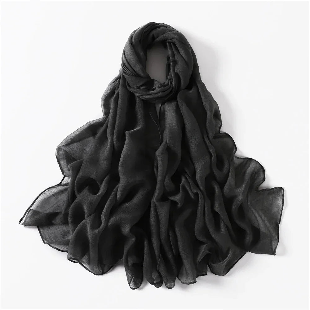 New Cotton Linen Scarf For Women Girls Students Autumn Classic Solid Color Scarves Retro Soft Foulard Viscose Female Wrap Shawls