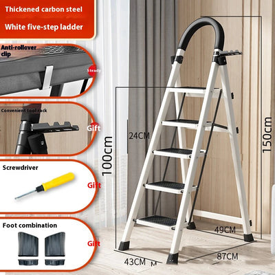 Adjustable Zigzag Folding Ladder 3 4 5 6 Step Thickened Carbon Steel Engineering Ladder Stable Climbing Tool for Home And Garden
