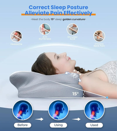 Ergonomic Contour Memory Foam Pillows Ultra Pain Relief Cooling Pillow for Neck Support Adjustable Cervical Pillow Cozy Sleeping