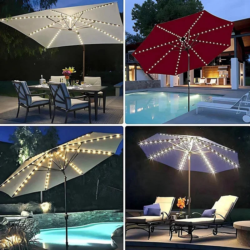 Promotion! Solar Umbrella Lights With Remote Control, Solar Powered Patio LED Umbrella Lamp With Clip For Garden, 8 Modes 104 LE