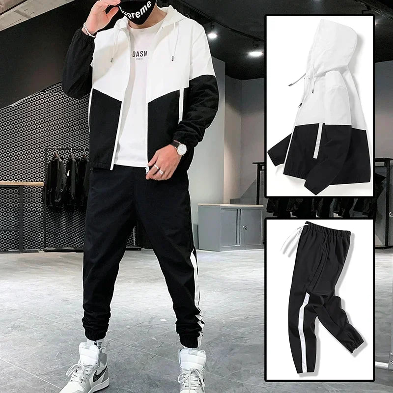 Men Casual Joggers Hooded Sportswear Jackets Pants 2 Piece Sets HipHop Running Sports Suit Tracksuit Sweatpants Hoodies Colombia