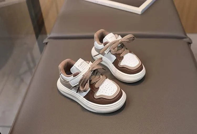 Children's Sports Shoes Girls 2025 Spring Autumn New Leather Shoes PU Leisure Soft Soled Boys Sneakers Baby Girl Casual Shoes