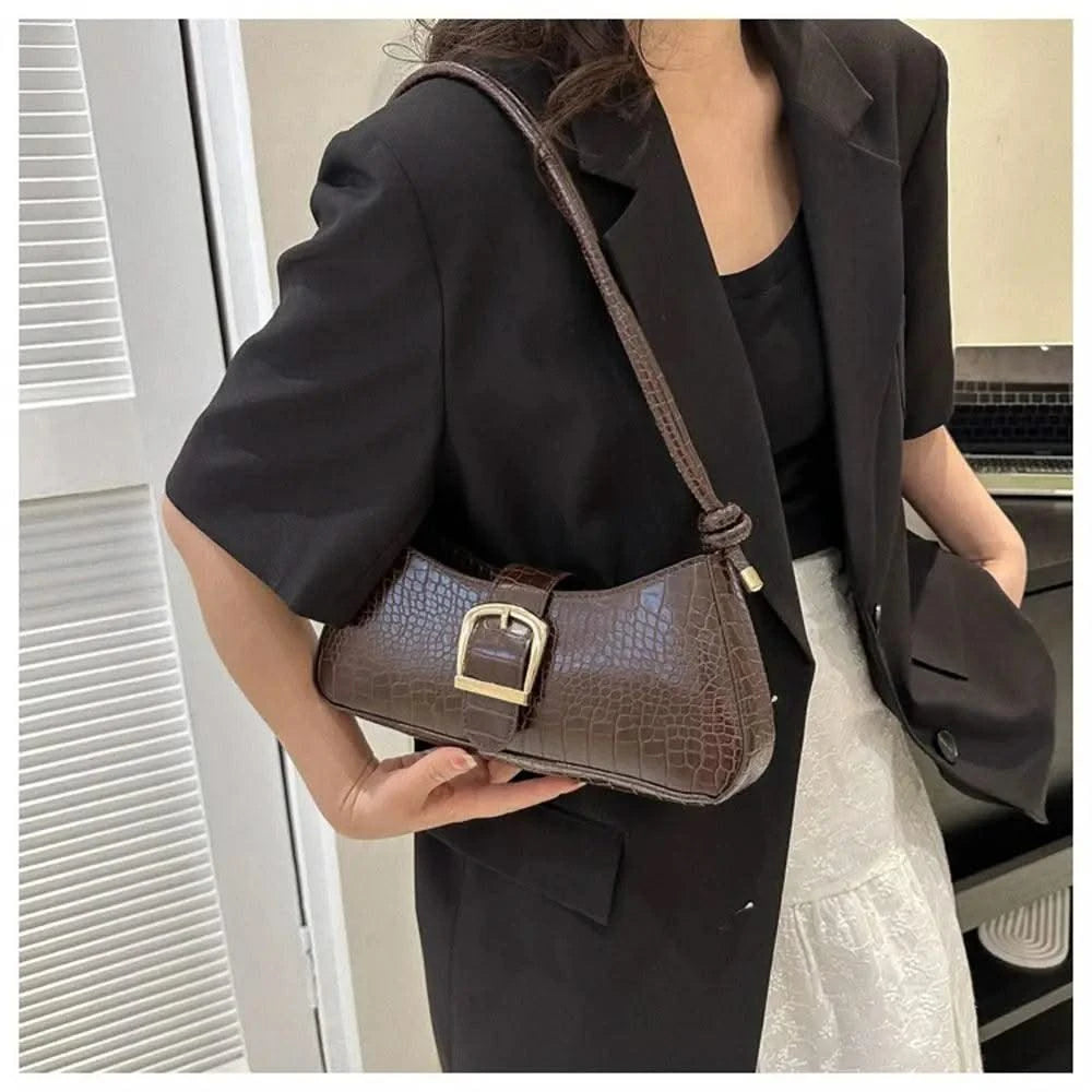 Women Stylish PU Leather Sling Bag Solid Colour Zipper