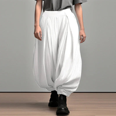 2024 Men Wide Leg Pants Solid Color Elastic Waist Loose Casual Trousers Men Oversize Streetwear Fashion Long Pants S-5XL INCERUN