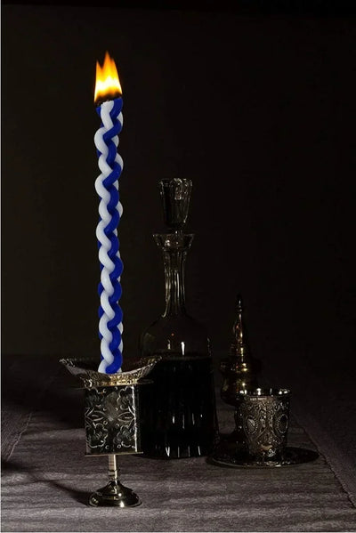 2PACK Havdalah Candle Blue and White Braided Jewish Largest Candle Smokeless Lighting Shabbat Candles for Saturday Night