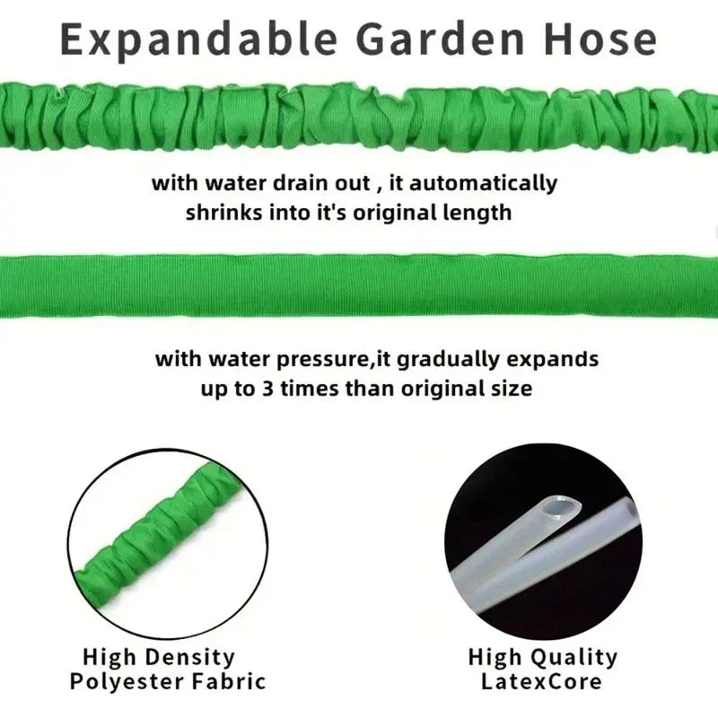Extendable Garden Hose, High-Pressure Car Wash with 7 Spraying Functions, Home Garden Watering Hose for Multiple Uses，Water Gun
