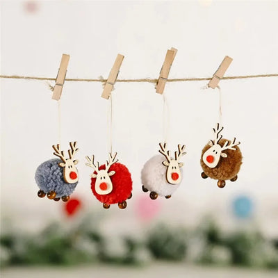 Christmas Ornaments Wooden Elk Hanging Pendant Ornament Christmas Tree Decor for Home New Year 2024 Noel Navidad Decorations