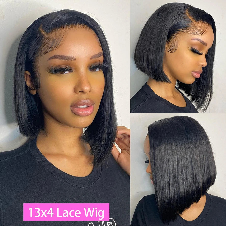 13x4 Short Bob Wig Lace Front Human Hair Wig For Black Women Brazilian Hair Wigs Pre Plucked Hd Straight Lace Front Wig Bob Wigs