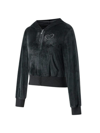 Women Velvet Coats Casual Gothic Grunge Y2K Aesthetic Clothes Zip Up Hooded Sweatshirt Jackets  Autumn Outerwear