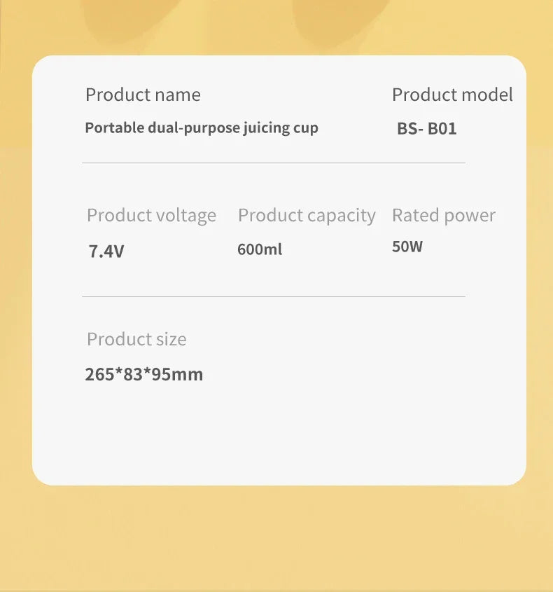 Portable Blender 600ML Electric USB Rechargeable Juicer for Smoothies Fruits Personal Mini Juicer for Travel Outdoor Fitness