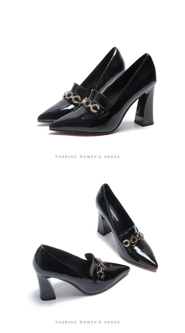 Waterproof Shallow Patent Leather Platform High Heels Shoes | Large Size | High Quality Women's Fashion Shoes 2025 New