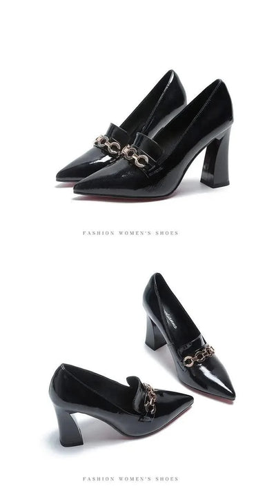 Waterproof Shallow Patent Leather Platform High Heels Shoes | Large Size | High Quality Women's Fashion Shoes 2025 New