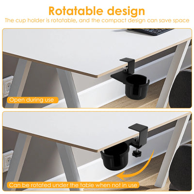 Desk Cup Holder 180° Rotating Clip On Cup Holder Anti Spill Water Bottle Stand Plastic Desk Coffee Mug Stand for Drinks Bottles