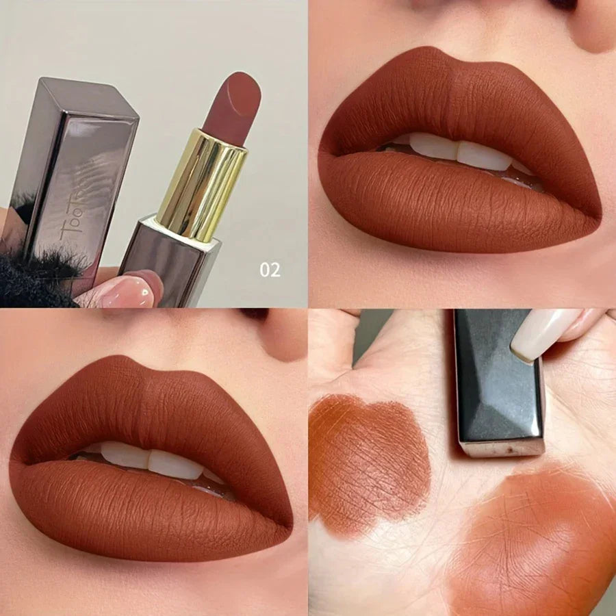 Available in 3 shades Matte Lipstick Matte Velvet Waterproof Non-fading lip gloss that enhances color and brightens lips Suitabl