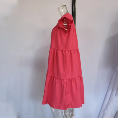 Women's Summer Ruff Sundress Elegant Casual Party Beach Vintage Swing Midi Dress 2022 Solid Bohemian Oversized Vestidos Robe