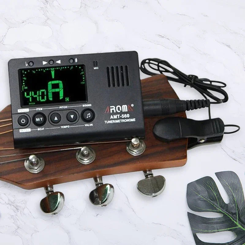 Electric Guitar Tuner And Metronome With Built-in Microphone, With A 6.3mm Pickup Cable, Used For Guitar Chromatic Bass Violin