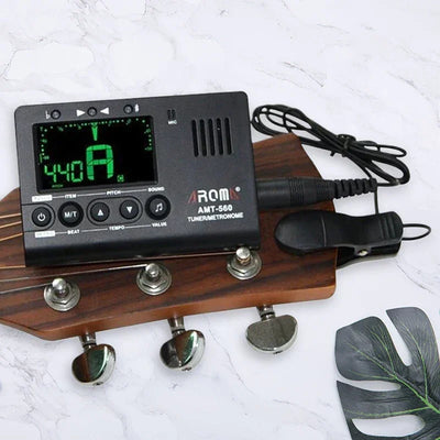 Electric Guitar Tuner And Metronome With Built-in Microphone, With A 6.3mm Pickup Cable, Used For Guitar Chromatic Bass Violin
